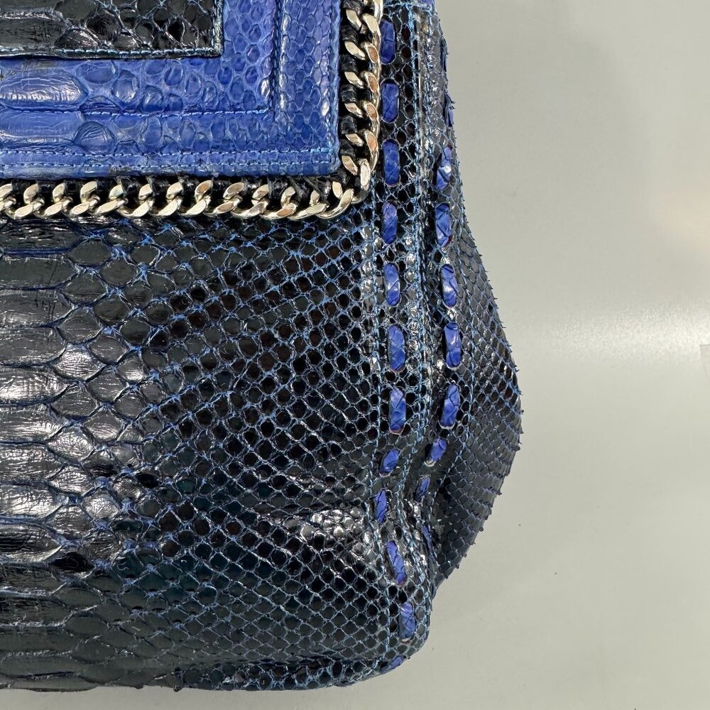 Authentic Cashhimi Python Embossed Blue Leather C… - image 7